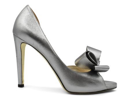 Valentino  Bow D Orsay Silver  Heels - Women s 37.5 Online Hot Sale