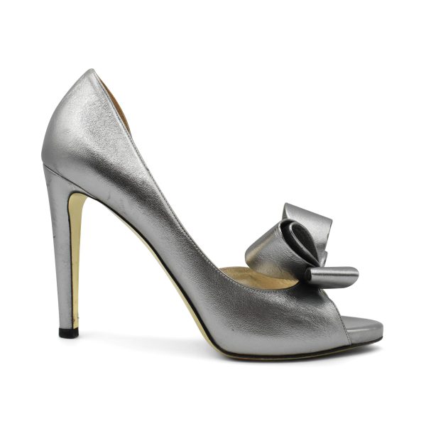 Valentino  Bow D Orsay Silver  Heels - Women s 37.5 Online Hot Sale