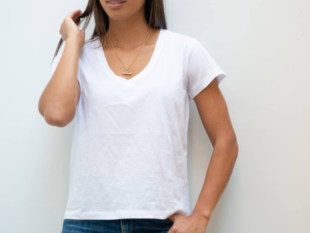 YT V neck tee in white For Discount