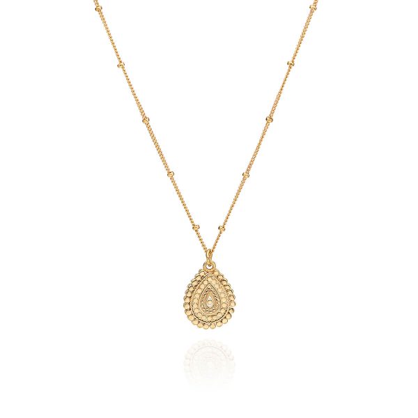 AB 10089 Mosaic scallop teardrop necklace in gold Cheap