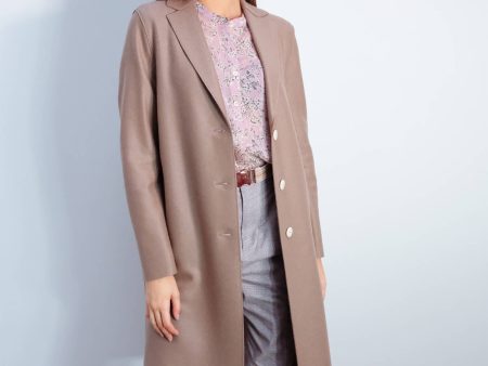 HWL Pressed wool overcoat in taupe For Cheap