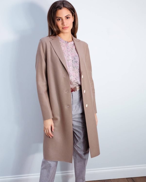 HWL Pressed wool overcoat in taupe For Cheap