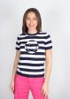 JU Stripe Smiley Short Sleeve Jumper in Cloud Dancer Online Hot Sale